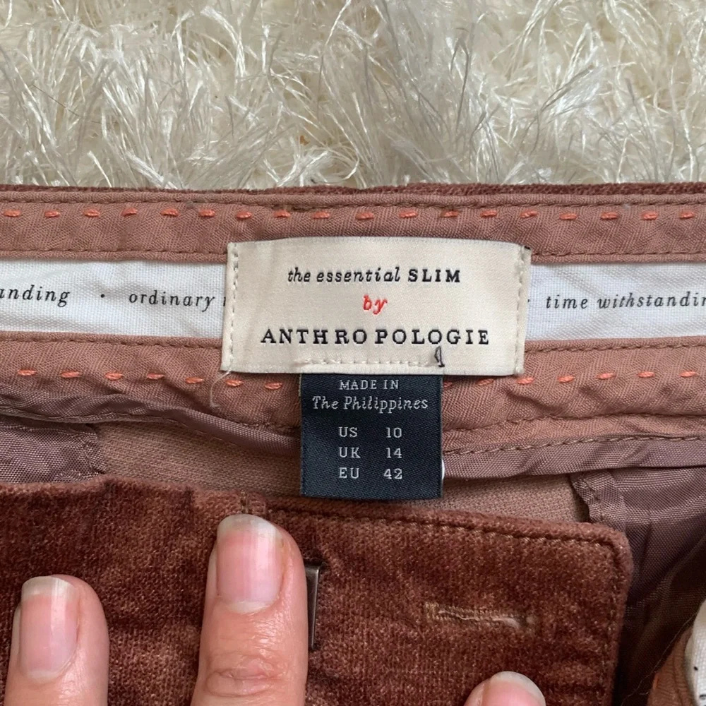 Anthropologie Essential Slim Velvet Cropped Pants - Picture 5 of 10